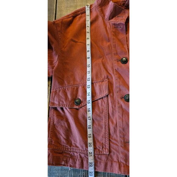 Madewell Womens Jacket Small Rust Orange Button Front Bayview Sleeve Bomber Coat - Picture 11 of 13